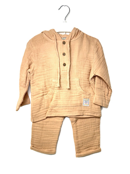 2-teiliges Kinder Outfit – Kapuzenpullover & Hose aus Musselin