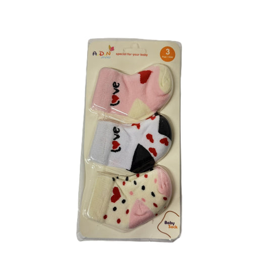 Babysocken 0–6 Monate – 3er Set Herzchen & Love-Motive