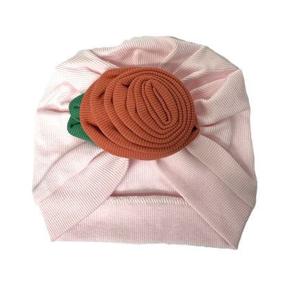 Baby Turban Mütze mit Blume – weiche Baumwollmütze in verschiedenen Farben