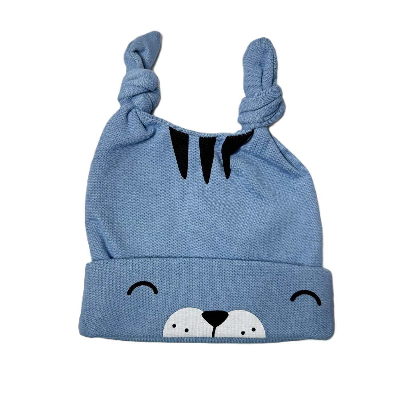 Babymütze mit Katzenmotiv & Knotenohren – 4 Farben erhältlich