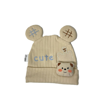 Babymütze mit Ohren & Bärchen-Applikation – 5 Farben erhältlich