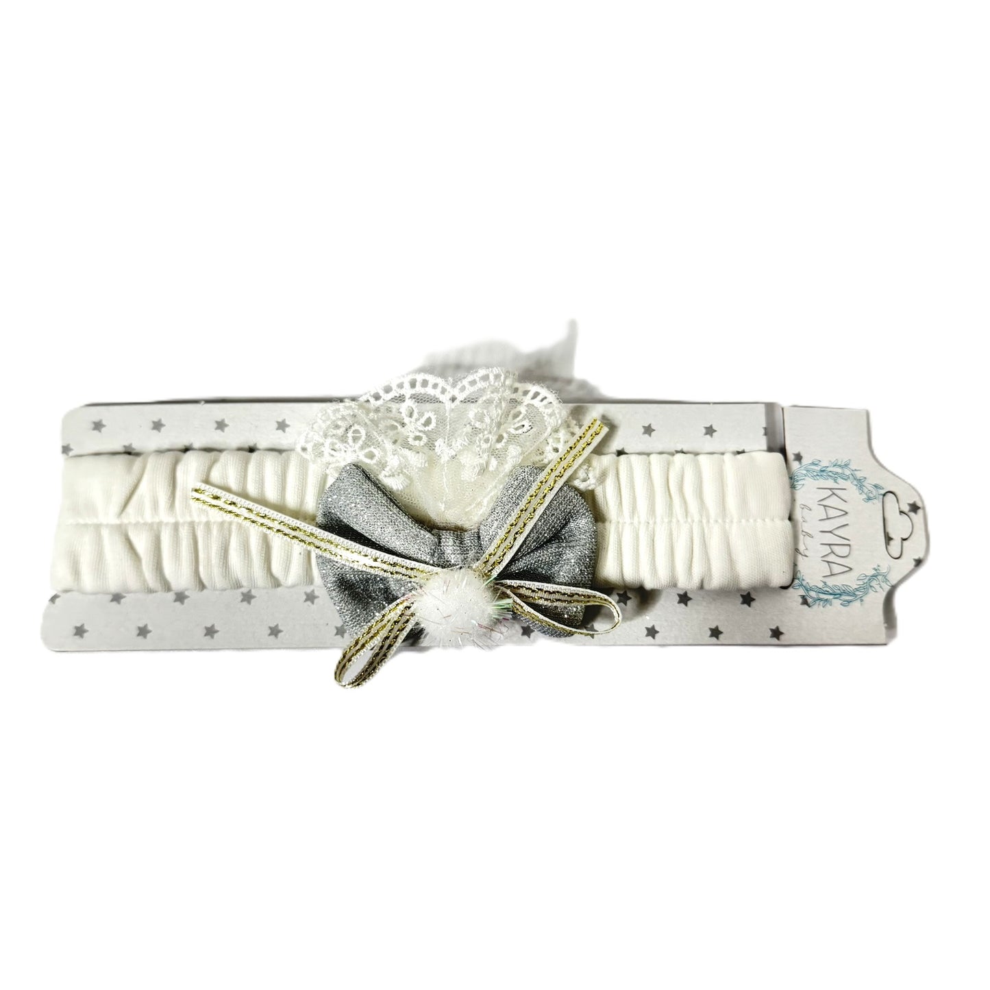 Baby Haarband mit Glitzer-Schleife & Spitze – in 3 Farben erhältlich