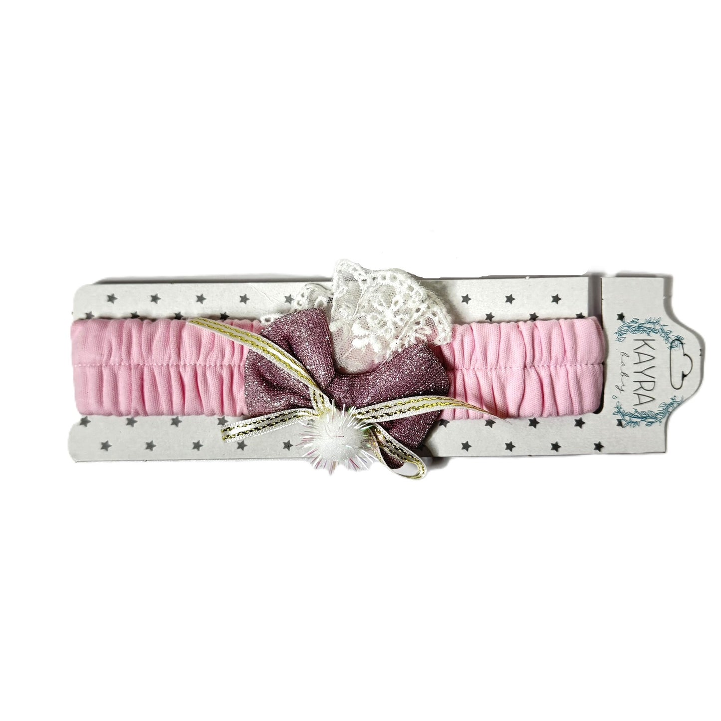 Baby Haarband mit Glitzer-Schleife & Spitze – in 3 Farben erhältlich