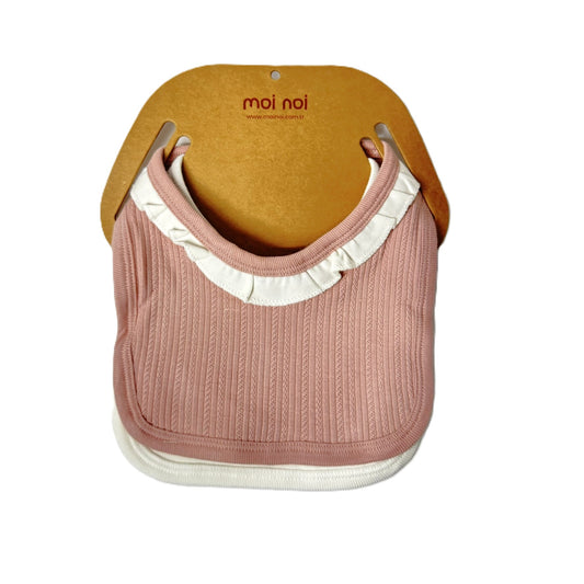 2er Baby Lätzchen Set – Rosa & Weiß – Weiche Baumwolle mit Rüschen