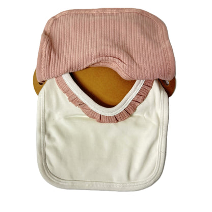 2er Baby Lätzchen Set – Rosa & Weiß – Weiche Baumwolle mit Rüschen