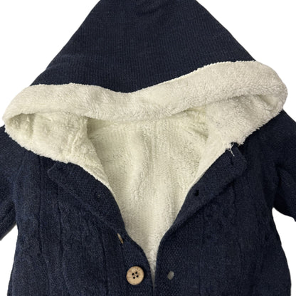 Strick Overall mit Kapuze – Warm gefüttert in Dunkelblau
