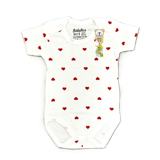 Kurzarm-Babybody für Mädchen mit Herzchen-Motiv – 100% Baumwolle 💕