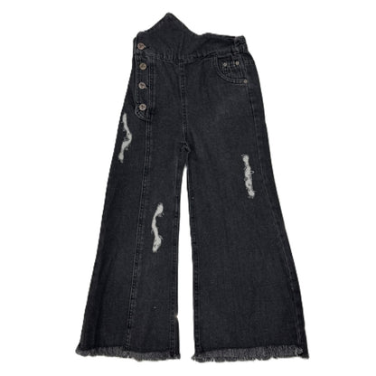 Schwarze Mädchenjeans – weiter Schnitt & stylischer Used-Look 🖤