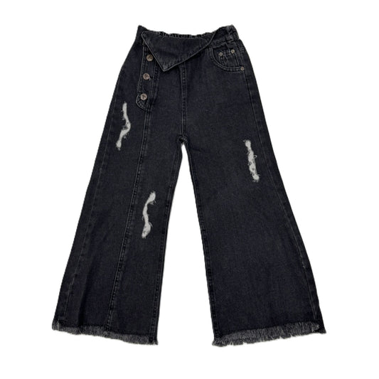 Schwarze Mädchenjeans – weiter Schnitt & stylischer Used-Look 🖤