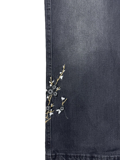 Jeans für Mädchen in Blau oder Schwarz – mit floraler Stickerei 🌸👖