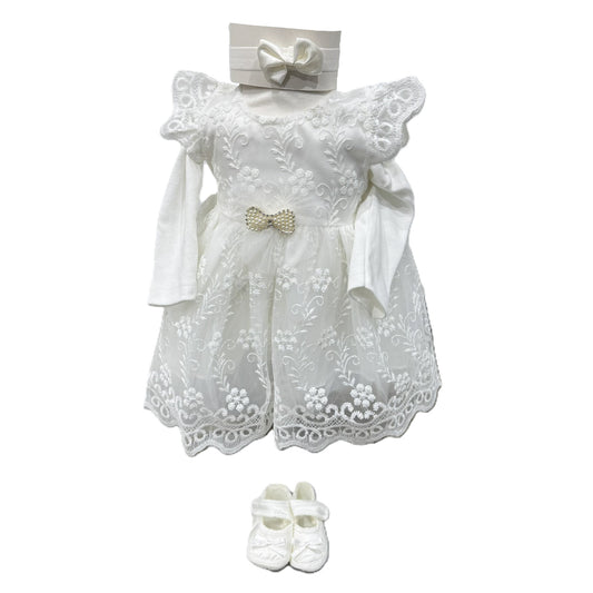 Baby Mädchen Kleid – festlich mit Haarband & Babyschuhen 👗🤍