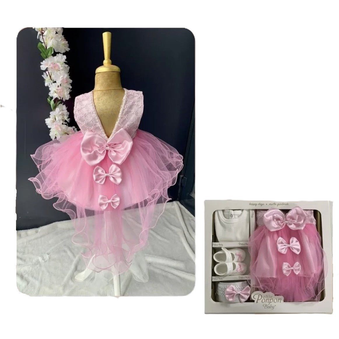 Baby Mädchen Kleid Set – 4-teilig & elegant 🎀👗