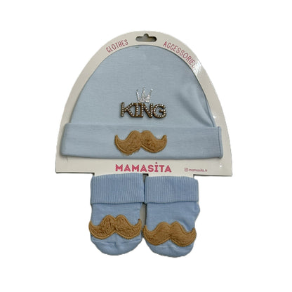 Baby Mütze & Söckchen Set „King“  (2-teilig) 👑👶