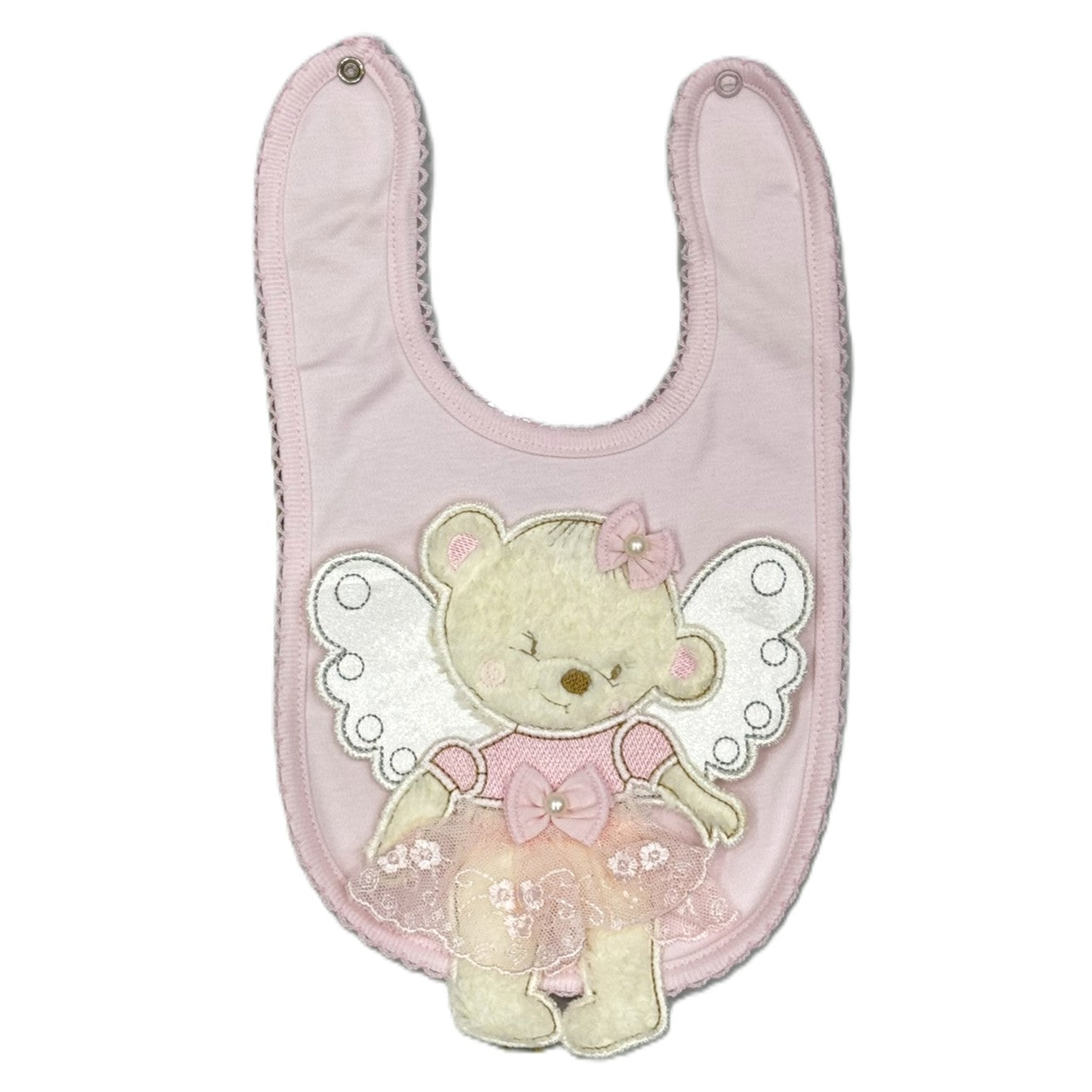 Babymädchen Lätzchen – süßes Teddymotiv mit Tüll (3 Farben) 🎀👶