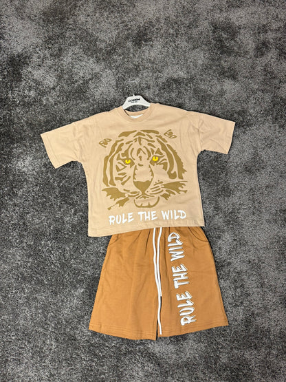 Jungen 2-teiliges Sommer Outfit mit Tiger Print – 2 Farben