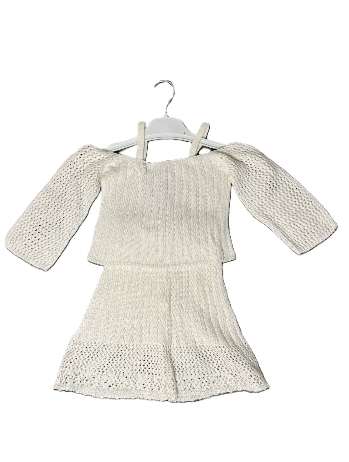 Mädchen 2-Teiler Strickset mit Rock & Oberteil – Schwarz & Creme