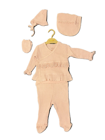 Baby Mädchen 5-Teiler Erstlingsset mit Rüschen & Spitze