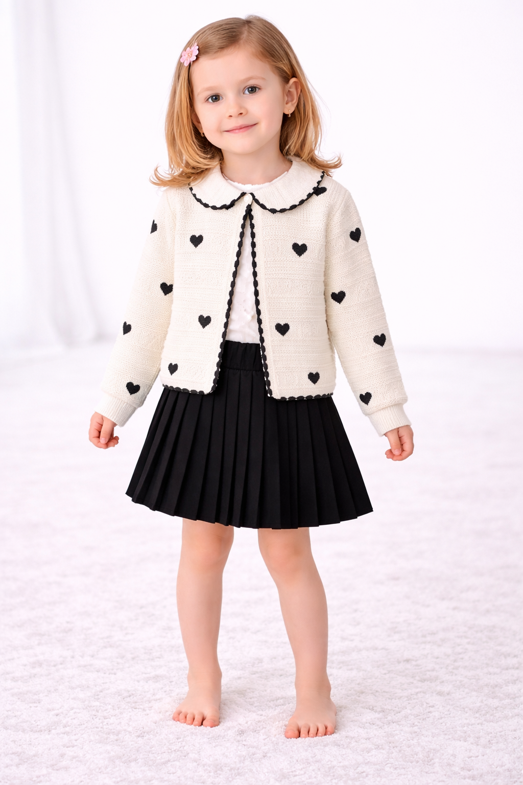Dreiteiliges Mädchen-Outfit mit Rock, Oberteil & Weste – elegant & süß