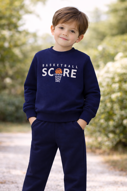 Zweiteiliges Jungen-Sportoutfit – Sweatshirt & Jogginghose mit Basketball-Motiv