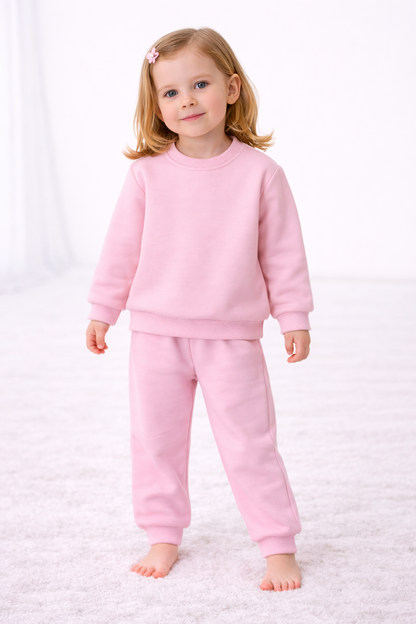 Zweiteiliges Mädchen-Outfit – Jogging-Set in Rosa & Helllila erhältlich