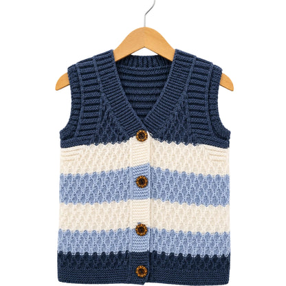 Jungen Strickweste Blau Streifen