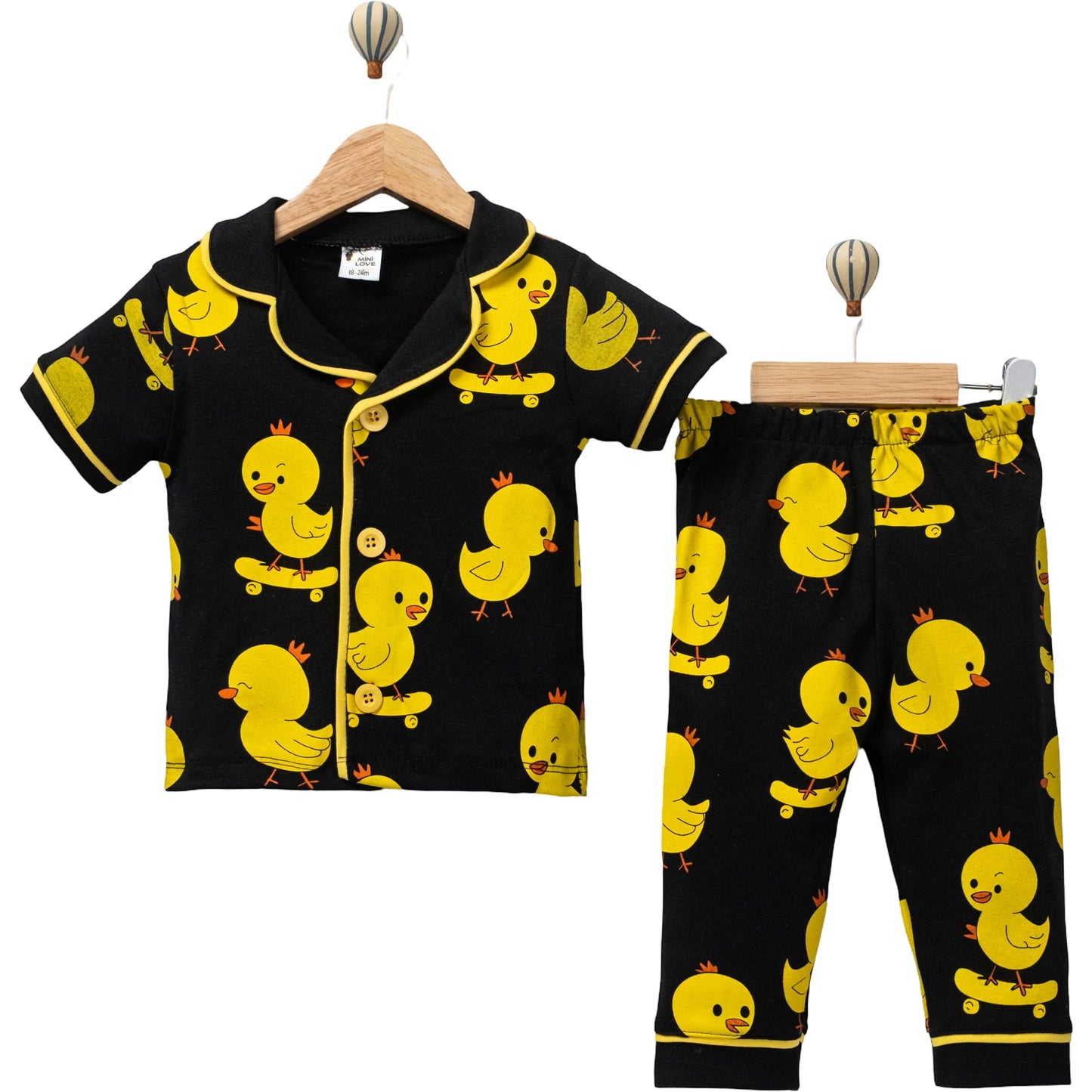 Unisex Baby Pyjama Set mit Küken-Print aus 100% Baumwolle