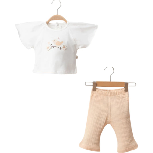 Baby Mädchen 2-teiliges Outfit Set mit Musselin Hose
