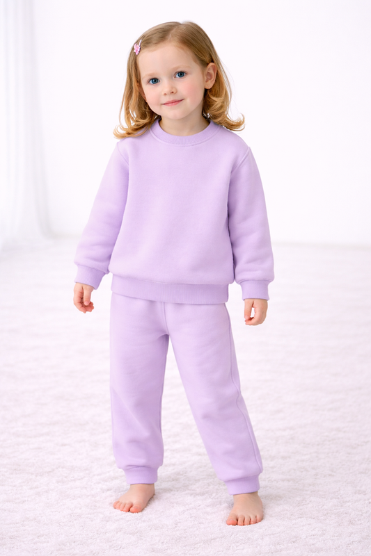 Zweiteiliges Mädchen-Outfit – Jogging-Set in Rosa & Helllila erhältlich