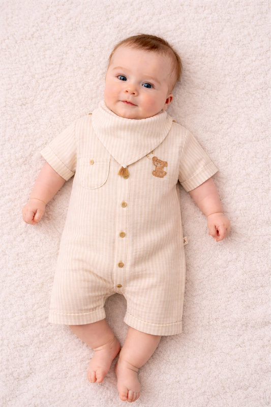 Baby Jungen Overall mit Halstuch – 2-teiliges Set in 2 Farben