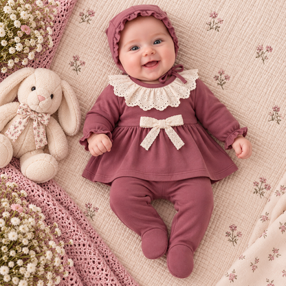 Baby Mädchen Erstlingsset mit Spitze