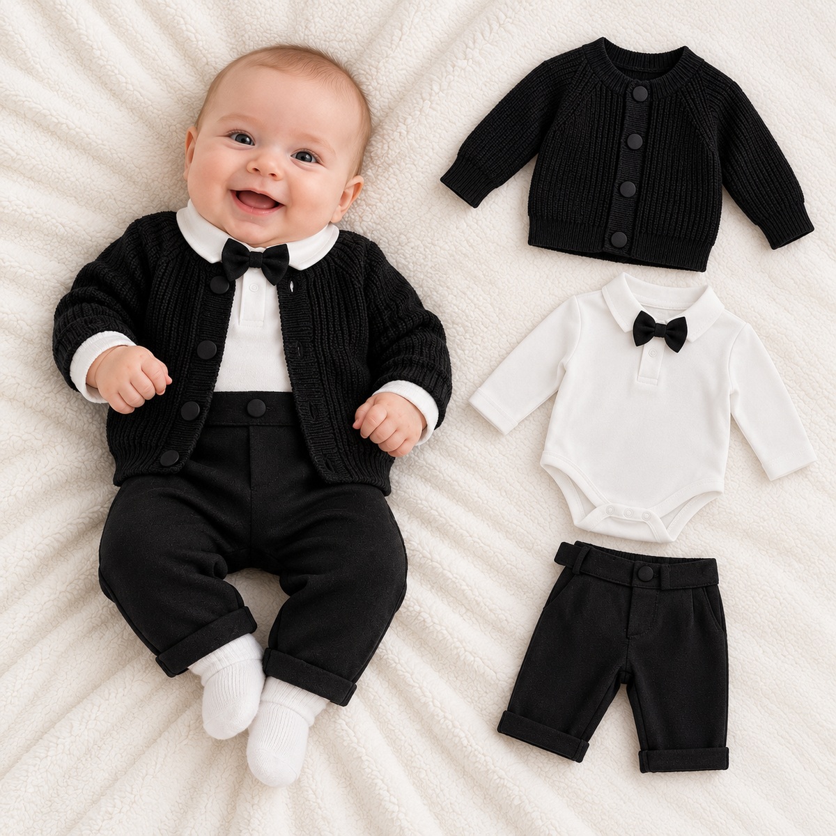 Baby-Outfit Nipperland Fliege Schwarz