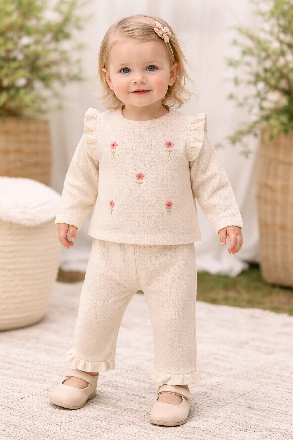 Zweiteiliges Strickoutfit für Babymädchen – süß & gemütlich 🌸