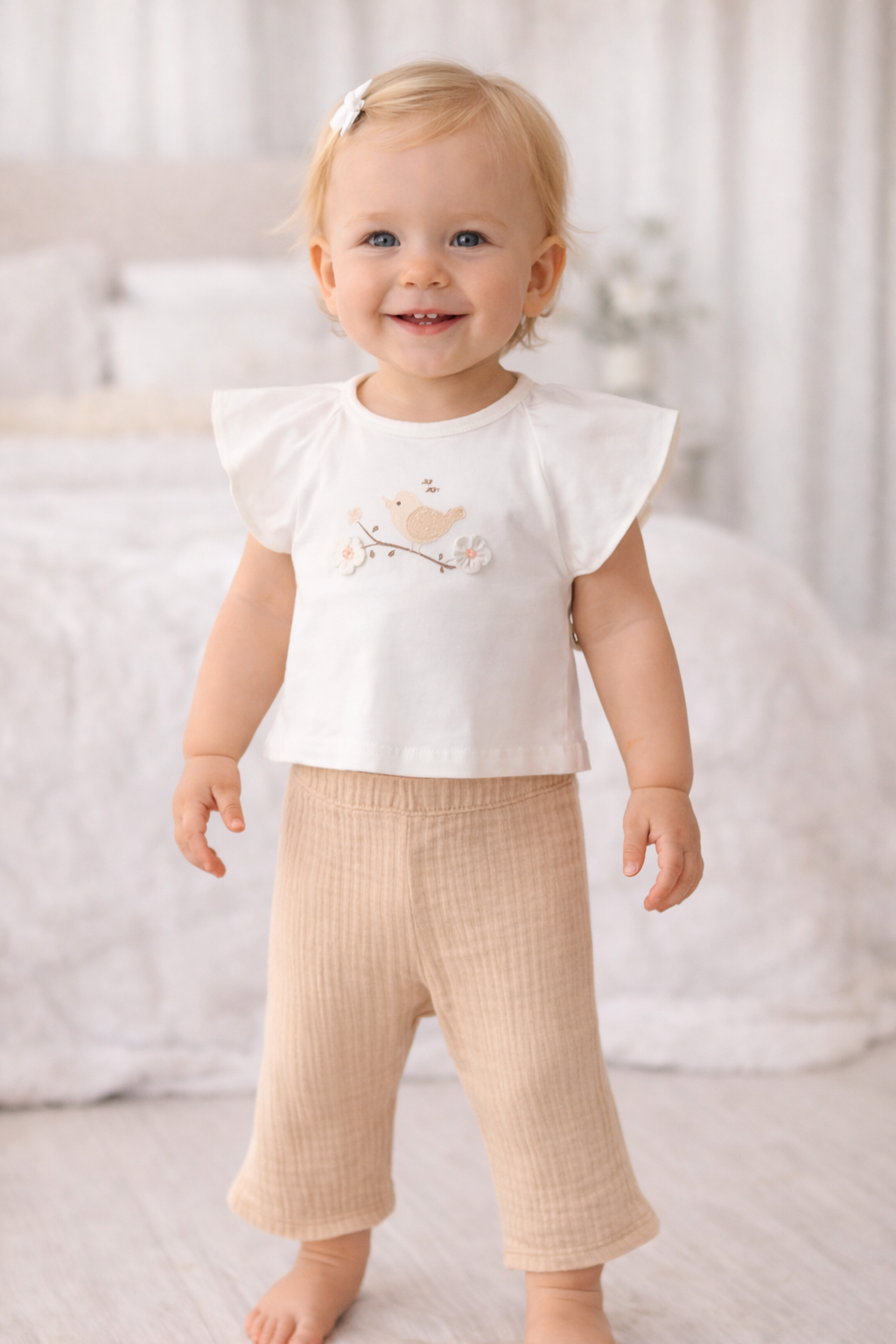 Baby Mädchen 2-teiliges Outfit Set mit Musselin Hose