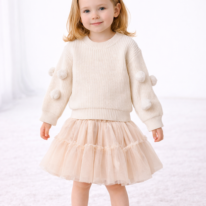 Zweiteiliges Mädchen-Set mit Tüllrock & Strickpullover – süß & stylisch