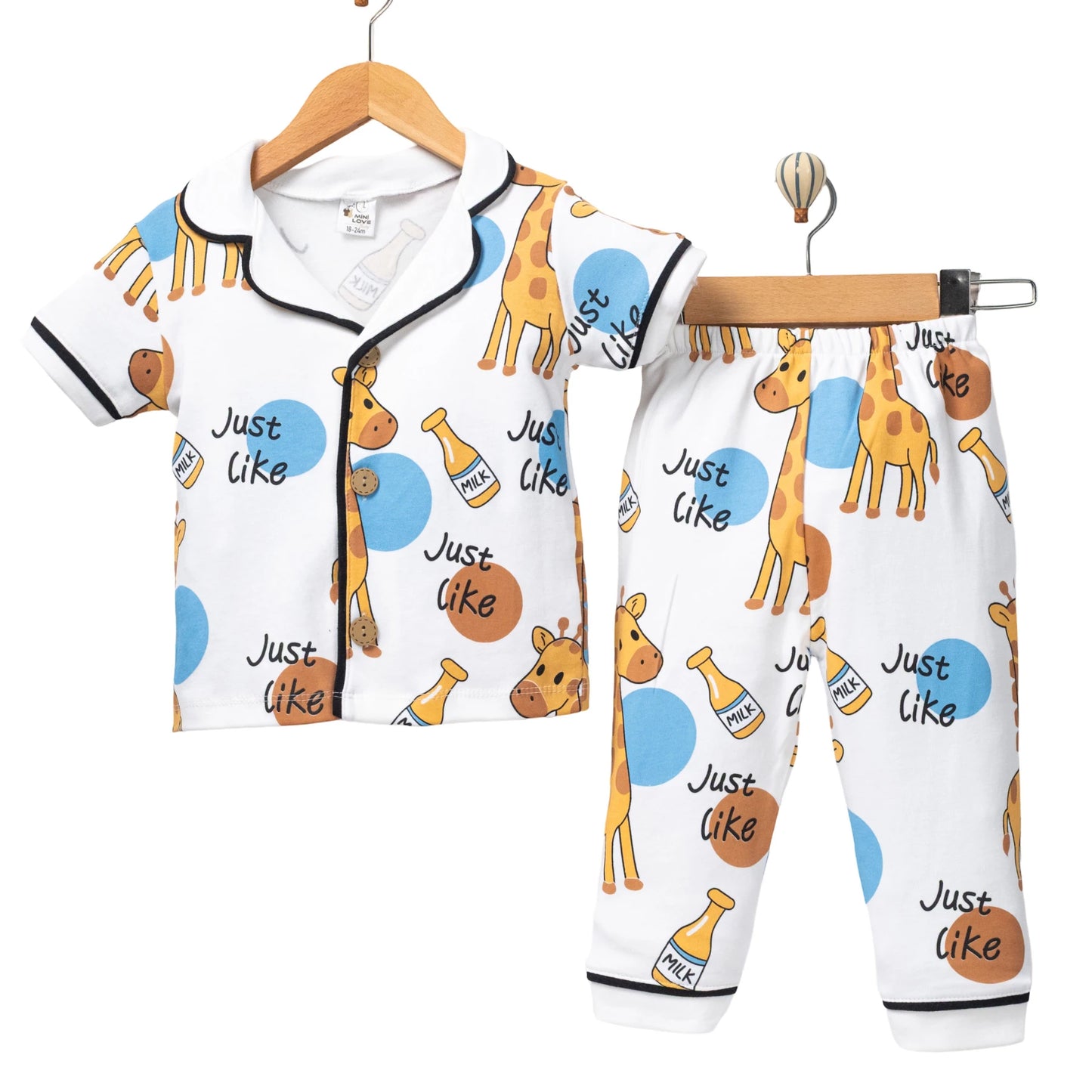 Jungen Pyjama Set mit Giraffen-Print aus 100% Baumwolle – 2 Farben