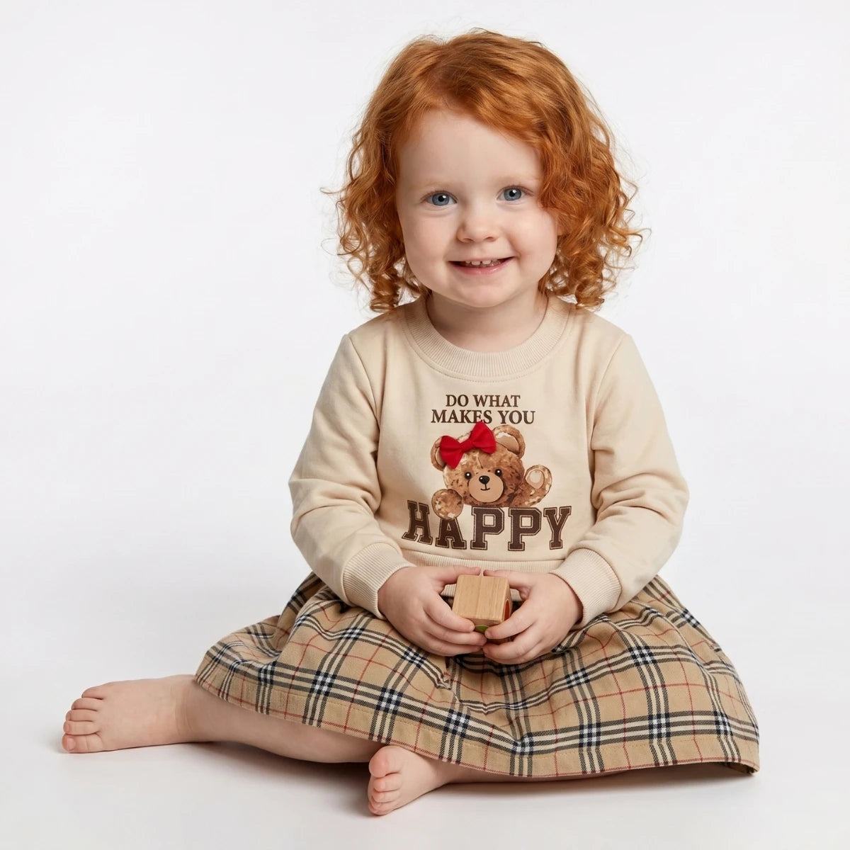 Babykleid Baumwolle Bärenmotiv