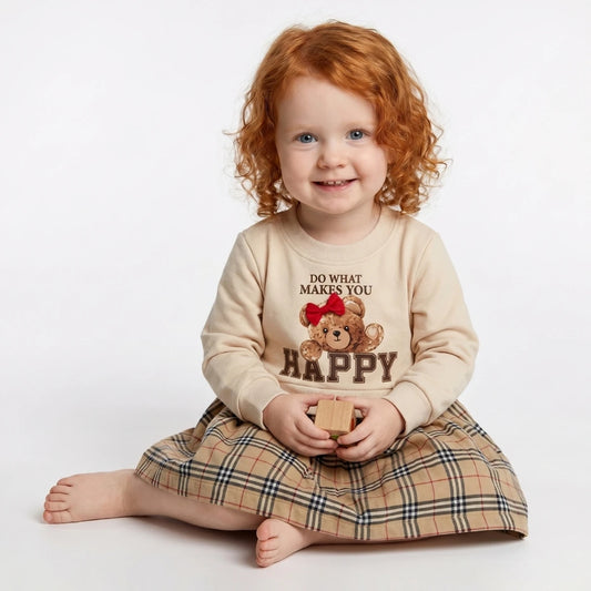 Babykleid Baumwolle Bärenmotiv