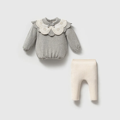 Nipperland Babyset Spitzenkragen