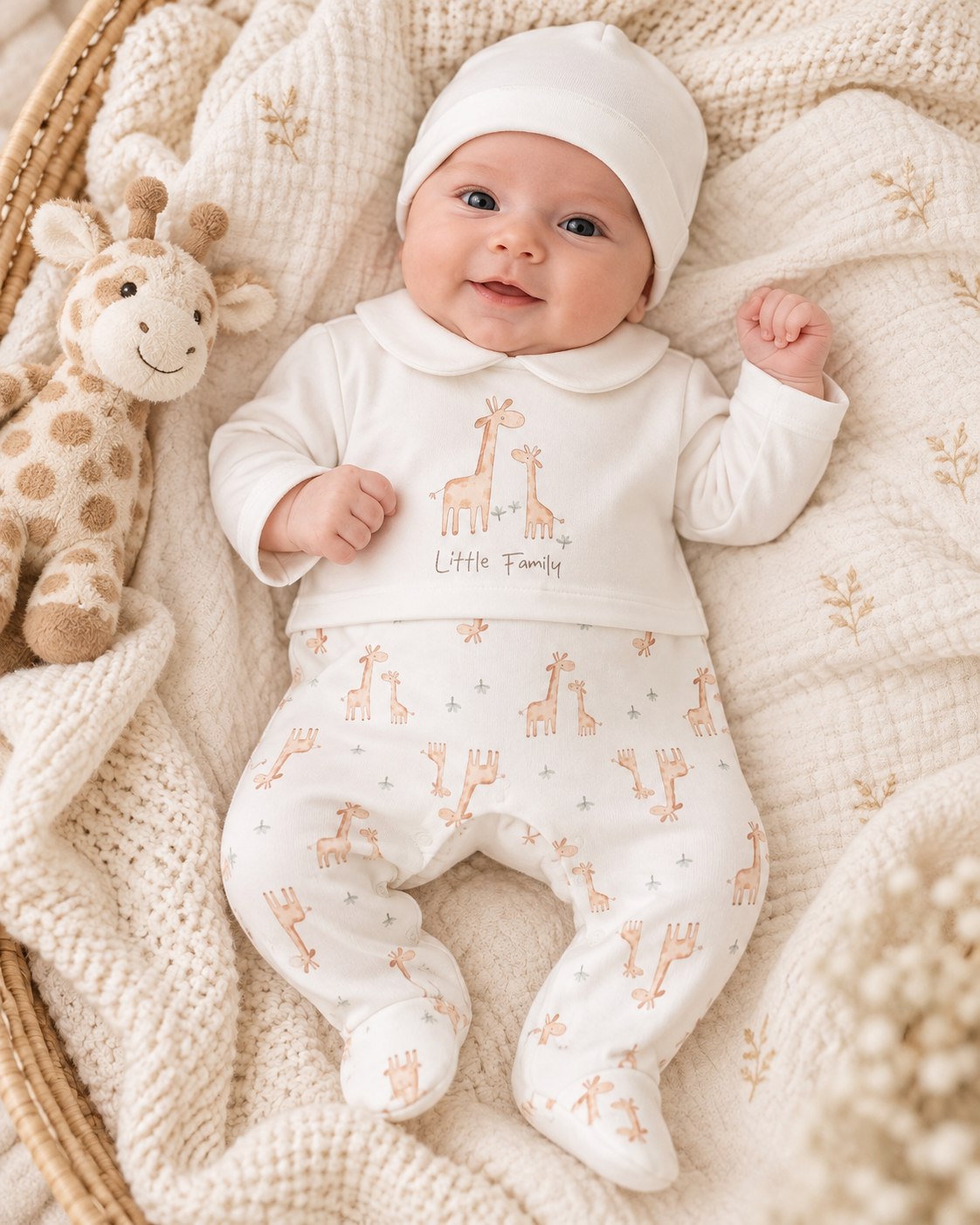 Babystrampler Baumwolle Giraffenmuster