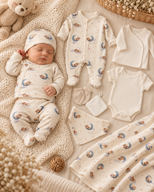 Baby Erstlingsset 10-teilig Mondmotiv