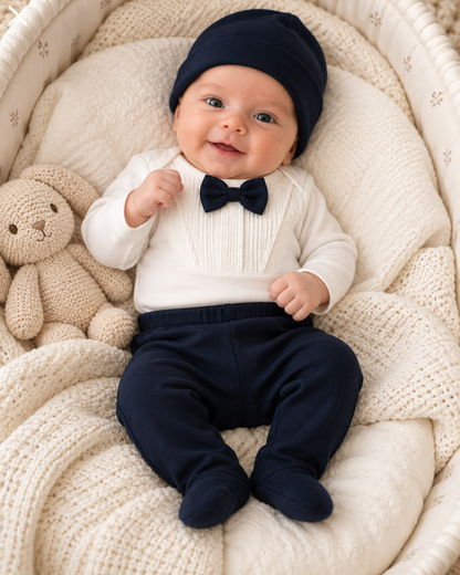 Babyoutfit Baumwolle Fliege Dunkelblau