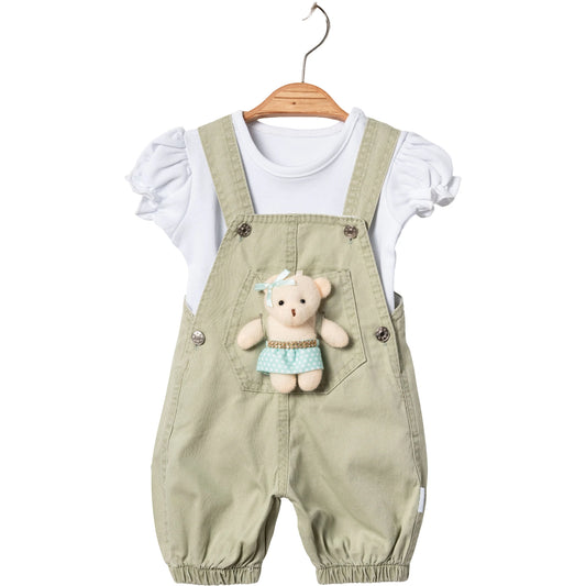 Baby Set Latzhose Bär Grün
