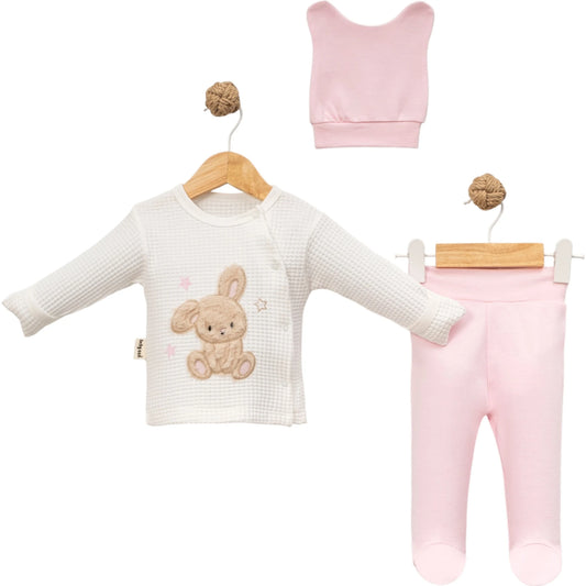 Baby Mädchen Erstlingsset Hase 3-teilig
