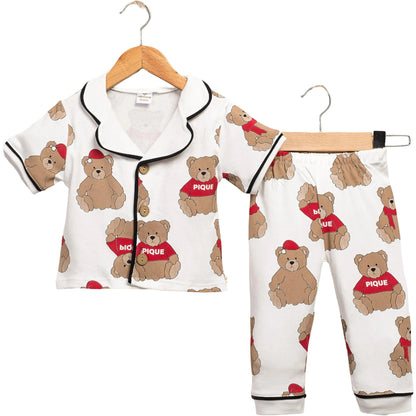 Unisex Baby Pyjama Set mit Bären Print aus 100% Baumwolle