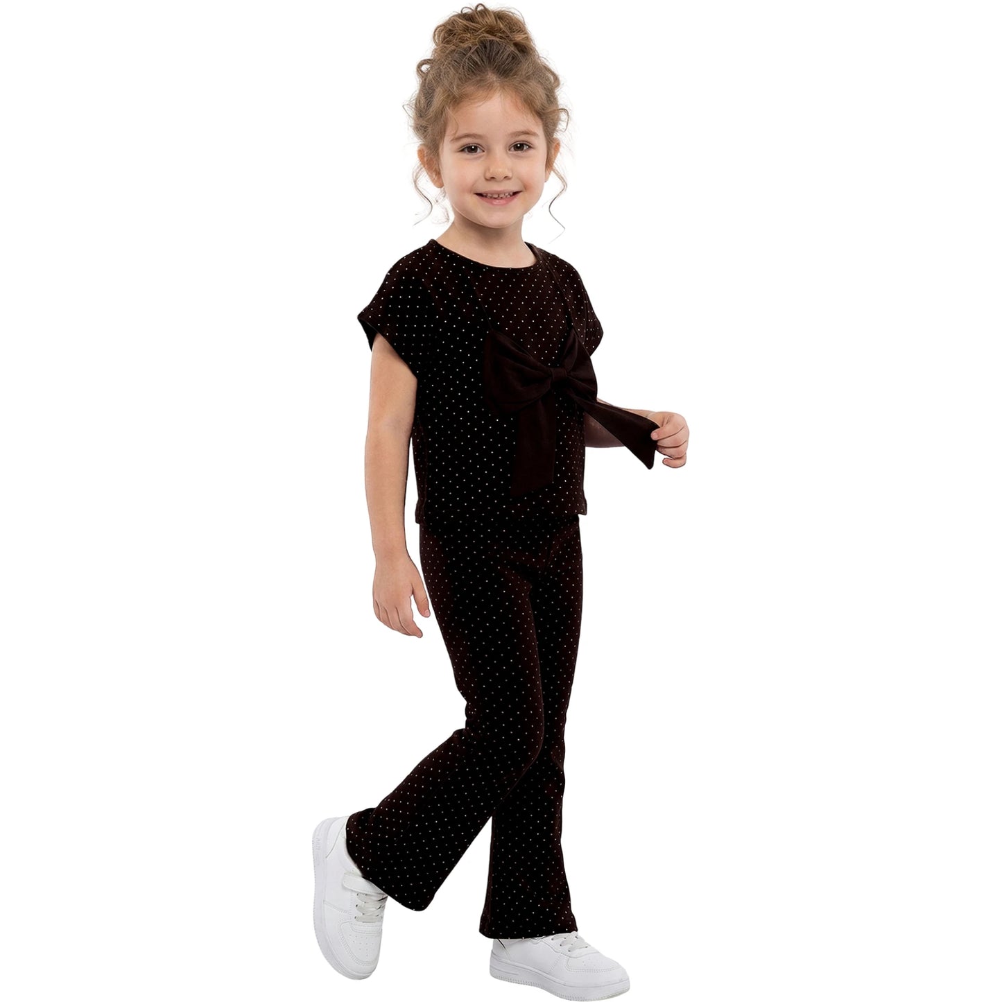 Mädchen 2-teiliges Set Schwarz mit silbernem Punkte-Print