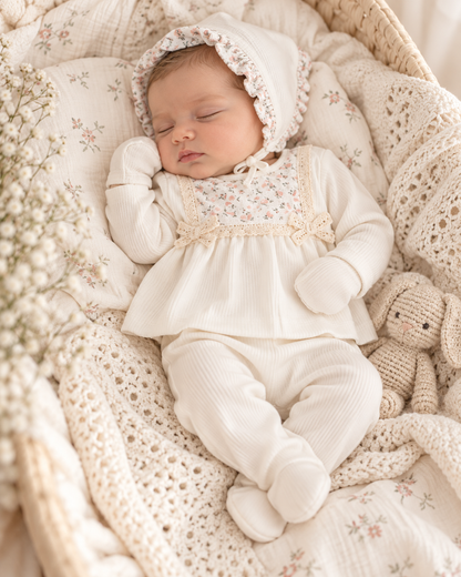 Babyoutfit Baumwolle 4-teilig Blumenmuster