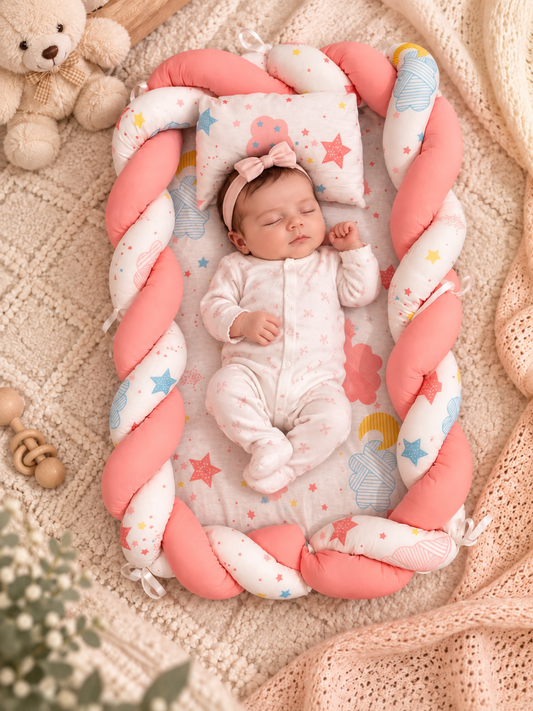 Babynest Baumwolle geflochtener Rand