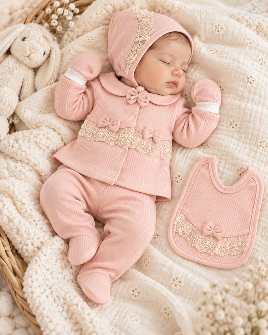 Erstlingsset Baumwolle Rosa 5-teilig