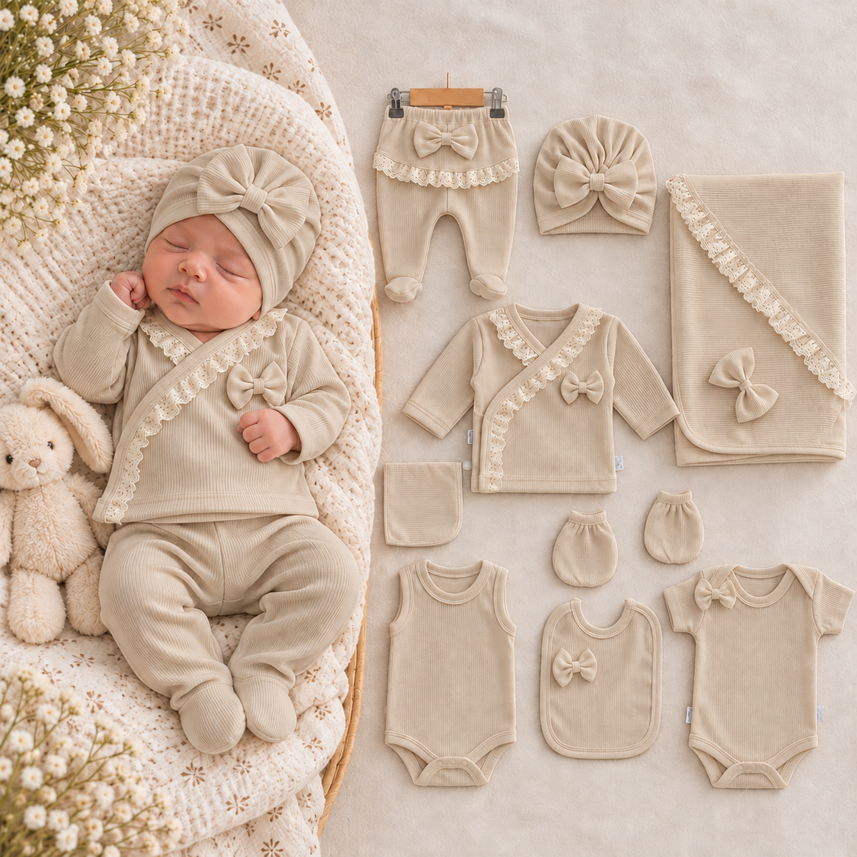 10-teiliges Erstlingsset für Baby-Mädchen | Weich & Komfortabel | In 2 Farben erhältlich