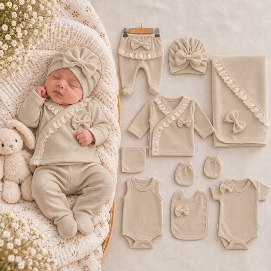 10-teiliges Erstlingsset für Baby-Mädchen | Weich & Komfortabel | In 2 Farben erhältlich